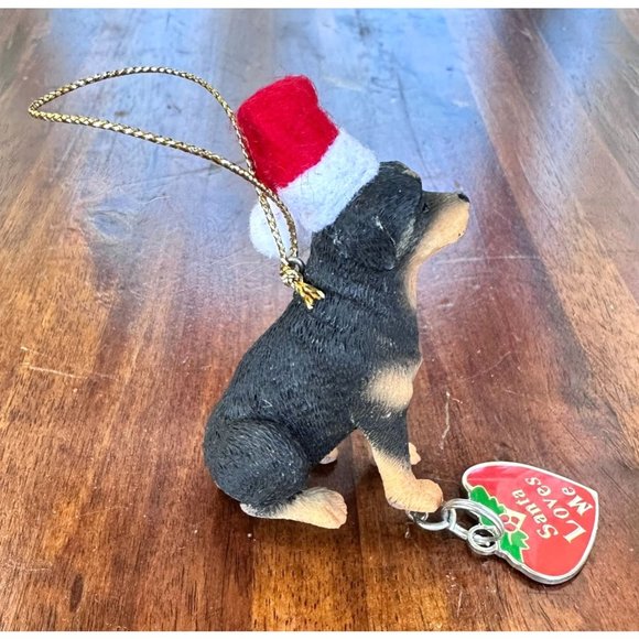 Vintage 90's Ganz Rottweilier Christmas Ornament Dog New Santa Loves Me … - Picture 8 of 12